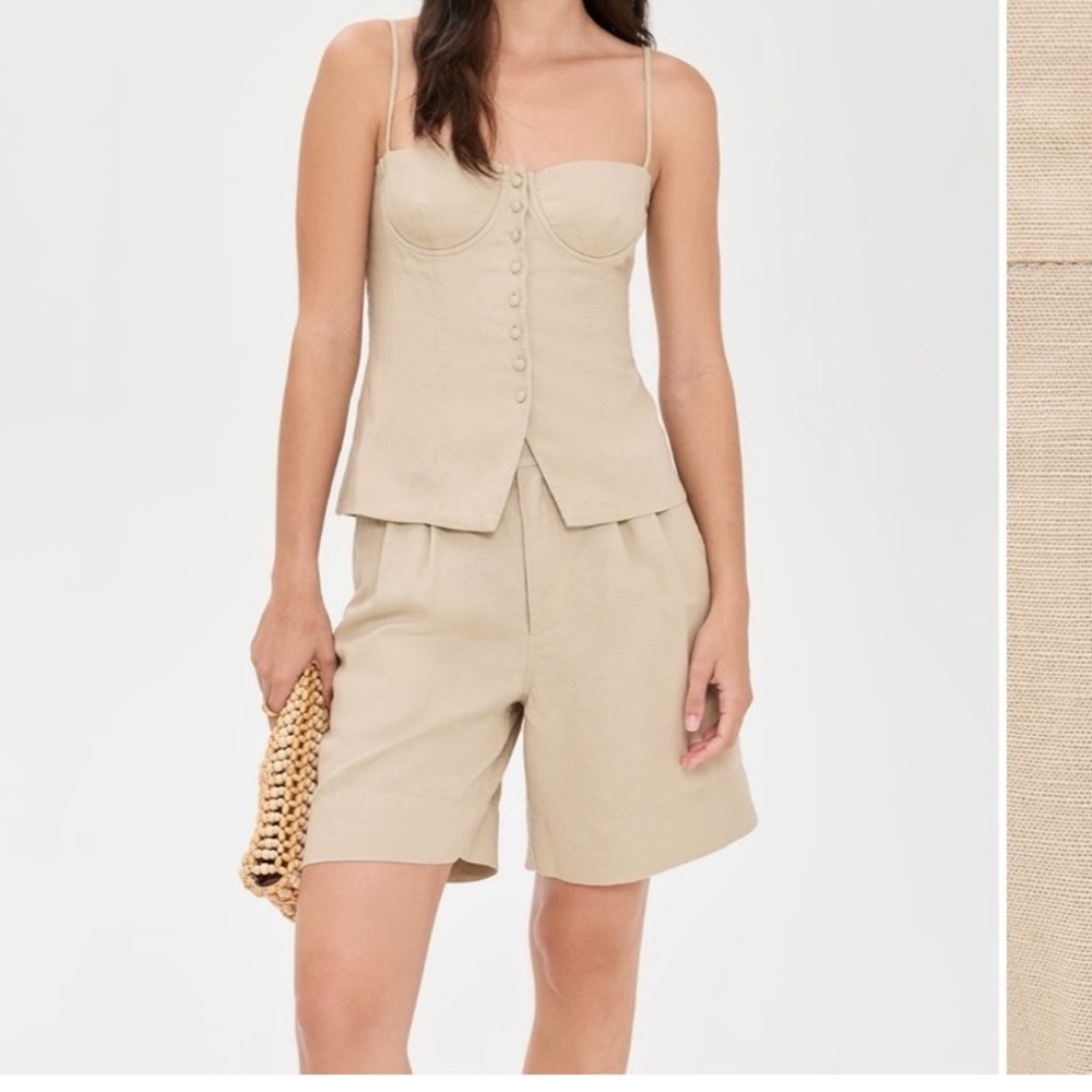Onia Women's Beige Linen Bermuda Shorts and top